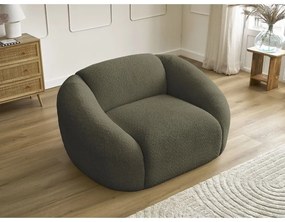 Fotoliu verde cu tapițerie din țesătură bouclé Tina – Bobochic Paris