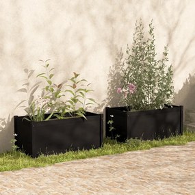 Jardiniere de gradina 2 buc. negru 100x50x50 cm lemn masiv pin 2, Negru