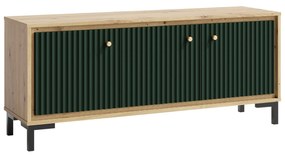 Comoda TV PARII PA04, stejar artisan/verde, PAL laminat, 130x37x56 cm