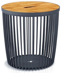 Cos universal cu capac din bambus, 100 l, lemn natural / antracit