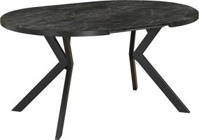Masă de sufragerie extensibilă, beton închis/negru, 100-250x75,5 cm, LUKOS