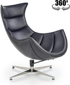 Fotoliu birou LUXOR, negru/crom, piele ecologica/metal, 86x84x96 cm