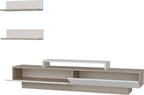 Mobilier living LUSI, alb/stejar, PAL melaminat, 3 piese