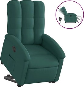 vidaXL Fotoliu electric rabatabil cu ridicare, verde închis, textil