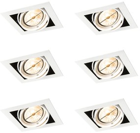 Set de 6 spoturi încastrate albe AR111 reglabile - Oneon