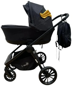 Carucior 3 in 1: Cadru usor, Landou confortabil, Varianta sport si Scoica auto - CPC-65-negru