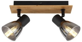 Aplica de perete / tavan cu 2 spoturi directionabile design modern CLAUDE negru, maro