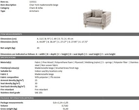 Fotoliu elegant design LUX York, bej mademoiselle 115311 HZ