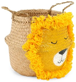 Coș de jucării pentru copii galben/în culoare naturală din iarbă-de-mare ø 30x28 cm Lion – Compactor