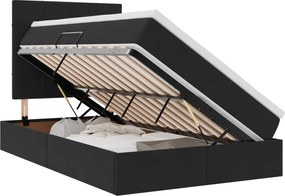 vidaXL Pat cu saltea și spațiu de depozitare Negru 120 x 200 cm