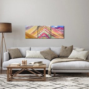 Tablou - Muntele Curcubeu, Peru (cu ceas) (90x30 cm)