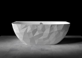 Cada freestanding compozit, 160 x 80 cm, lipita de perete, model 3D, alb lucios Foglia Linea