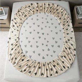 Cearsaf Cocolino microplus cu elastic HEARTINO 90x200 cm crem