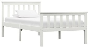 283215 vidaXL Cadru de pat, alb, 100 x 200 cm, lemn masiv de pin