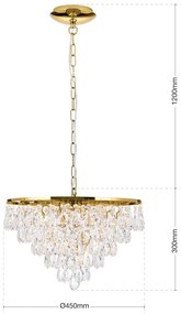 Lustra suspendata cristal K9 design elegant CELESTE D-45 auriu