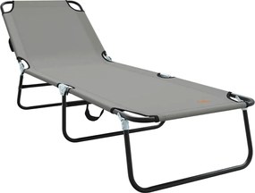 vidaXL Șezlong pliabil Gri 188 x 57 x 86,5 cm Poliester