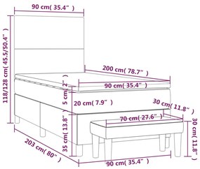 Pat box spring cu saltea, albastru inchis, 90x200 cm, catifea Albastru inchis, 90 x 200 cm, Design simplu