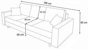Supermobel Canapea extensibilă AMAZA, 190x83x82, sawana 16