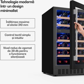 Klarstein Illuminosa frigider de vin sub-blat | Cu două zone | 129 litri | 46 sticle | 60 cm