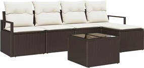 vidaXL Set de canapea cu pernă 6 pcs Maro și Crem poliratan