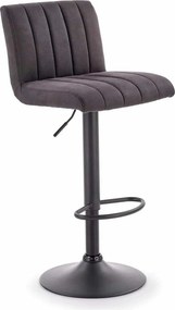 Scaun bar H89, gri inchis, piele ecologica/otel, 41x48x88/108 cm