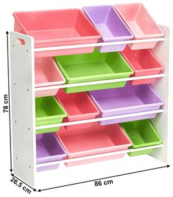 Organizator   raft pentru jucarii, alb   multicolor, MAISAN