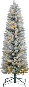 HOMCOM Brad de Crăciun Înzăpezit cu 263 de Crengi și Lumini LED Albe, Brad Artificial din Plastic, Ø45x150 cm, Verde | Aosom Romania