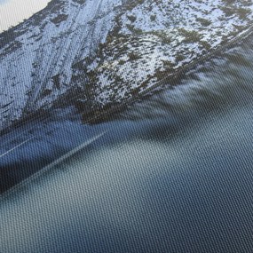 Tablou - peisaj de iarnă cu lac (cu ceas) (90x30 cm)