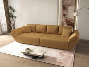 Canapea extensibilă dumonde cu ladă de depozitare si sezut confortabil din spuma high-density, Berlin Zoom Mustar 300x100 cm