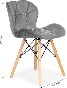 Set de 4 scaune din catifea gri