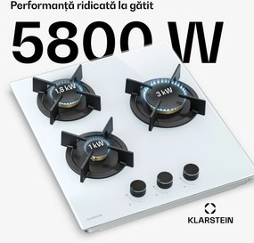 Klarstein Plită pe gaz Goldflame | 3 arzătoare cu aprindere electrică | gaz natural și GPL | 5800 W | 45 cm