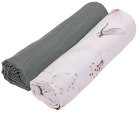 Set 2 paturici de vara din muselina 110x110 cm Kidizi Dragonfly, 100% bumbac