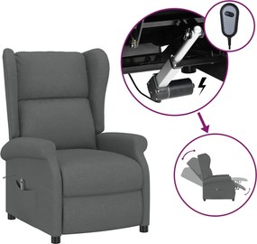 vidaXL Fotoliu rabatabil electric cu spătar aripi, gri închis, textil