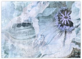 Tablou pe sticlă - Frescă florală pe un perete de cărămidă (70x50 cm)