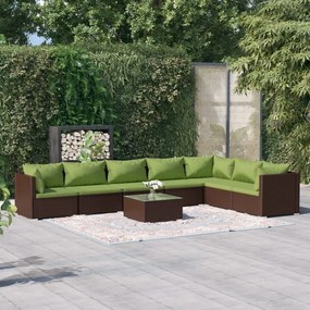 3101756 vidaXL Set mobilier de grădină cu perne, 8 piese, maro, poliratan