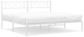 372330 vidaXL Cadru de pat metalic cu tăblie, alb, 180x200 cm