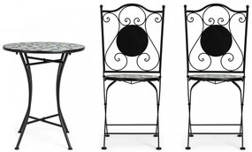 Set masa si scaune pliabile pentru gradina 3 piese multicolor din metal si ceramica, Positano Bizzotto