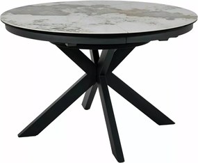 Masa extensibila Porto Ceramic alb lucios/negru mat L120-160xl120 cm