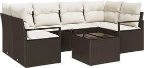 vidaXL Set de canapele pentru grădină cu pernă 7 pcs Maro și Crem