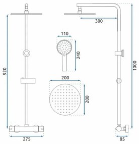 Coloana de dus cu baterie termostatata Rea Bliss negru mat