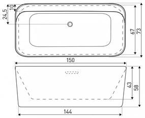 Cadă de baie independentă EMMA