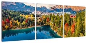 Tablou - Lacul Urisee, Austria (cu ceas) (90x30 cm)