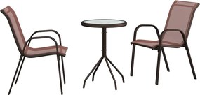 vidaXL Set Bistro de Grădină 3 pcs Maro Oțel