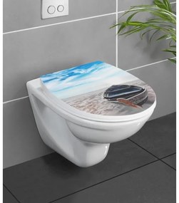 WENKO 23532100-WC Capac WC, 36,5 x 45 cm, multicolor/argintiu, capacitate de încărcare 300/350 kg