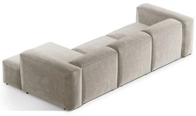 Colțar bej cu tapițerie din catifea reiată (cu colț pe partea dreaptă/cu șezlong) Bergamo – Cosmopolitan Design