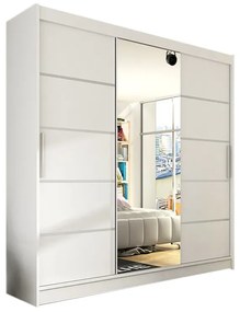Expedo Dulap dormitor cu uşi glisante LUKAS VI cu oglindă, 250x215x58, alb mat