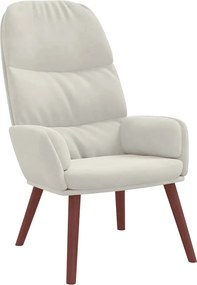 vidaXL Scaun de relaxare, alb crem, catifea