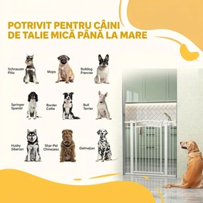 PawHut Poartă de siguranță pentru câini de interior, cu 2 extensii, 76-104 cm, pentru hol și scări, albă | Aosom Romania