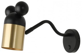 Lustră pentru copii neagră/aurie cu abajur din metal Mouse – GTV