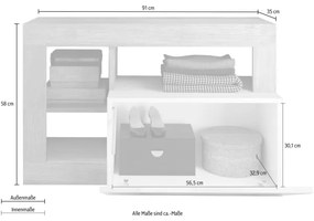 Bancă LENOR 91 x 209 cm, alb/maro